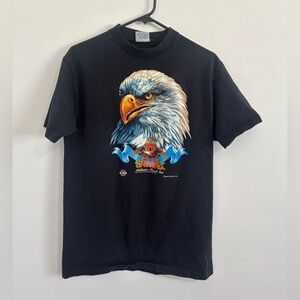 Vintage 1991 Anheuser Busch Eagle Graphic T-Shirt Black Biker Style Tee Small